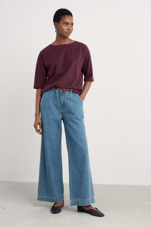 Seasalt Cornwall Gwennap Jersey Top In GOTS-Certified Organic Cotton