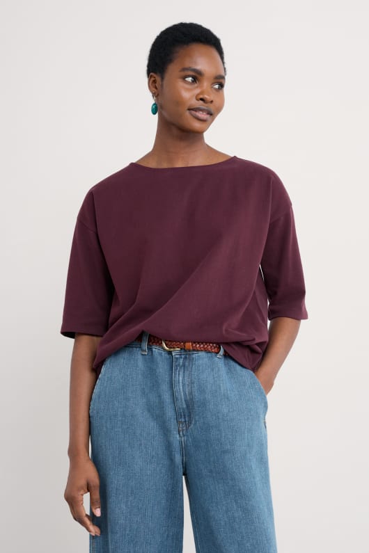 seasalt cornwall Gwennap Jersey Top in GOTS-Certified Organic Cotton
