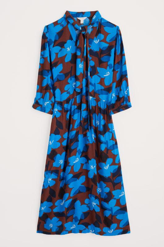 Seasalt Cornwall Harbour Cove Printed Tie Neck Midi Dress
