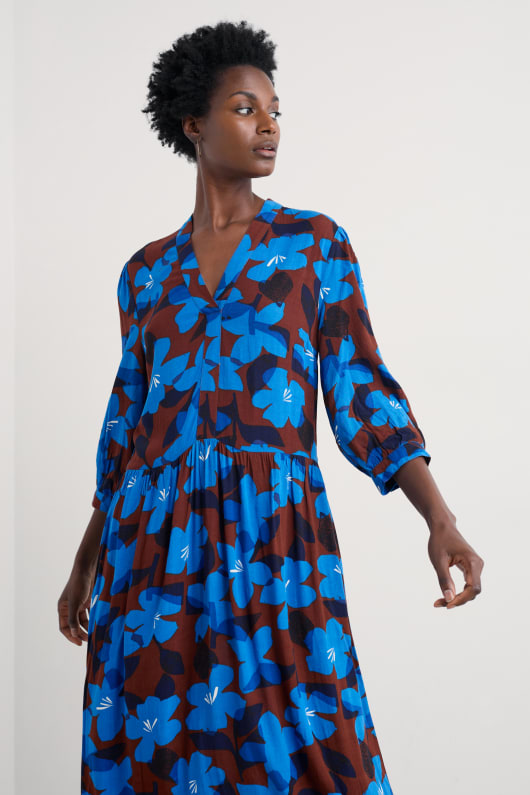 Seasalt Cornwall Harbour Cove Printed Tie Neck Midi Dress