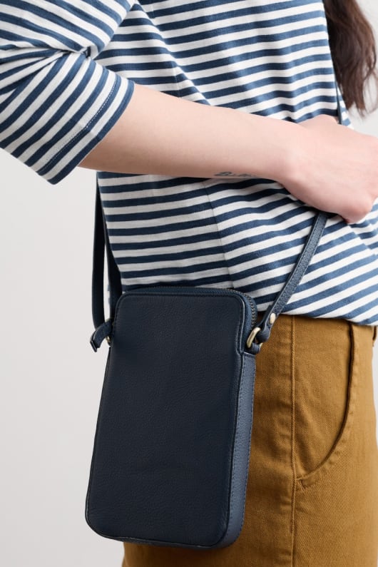 seasalt cornwall Kenwyn Zip Up Cross Body Leather Phone Bag