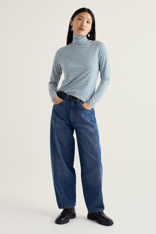 Seasalt Cornwall Landing Roll Neck Top In GOTS-Certified Organic Cotton