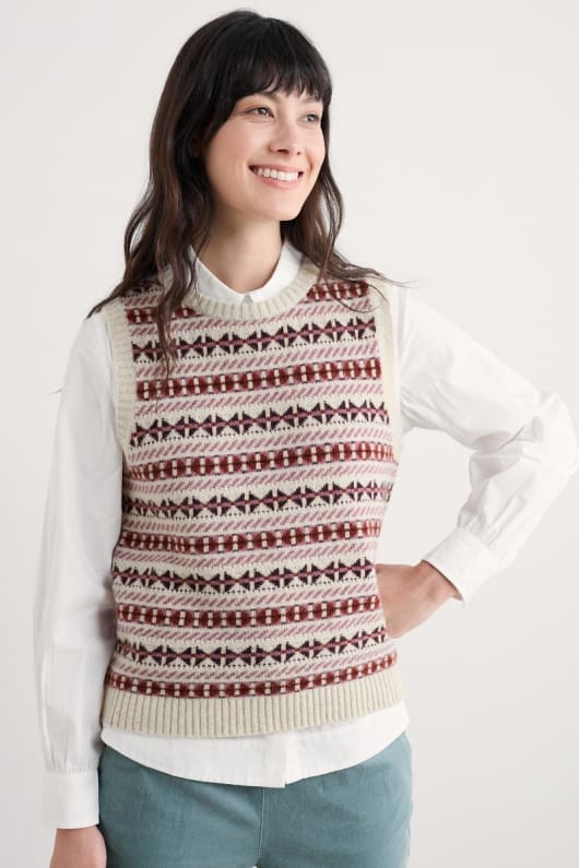 seasalt cornwall Lemon Porch Fair Isle Knitted Vest