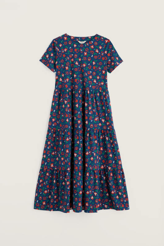 Seasalt Cornwall Line Strokes Short Sleeve Dress In GOTS-Certified Organic Cotton Jersey