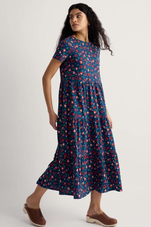 seasalt cornwall Line Strokes Short Sleeve Dress in GOTS-Certified Organic Cotton Jersey