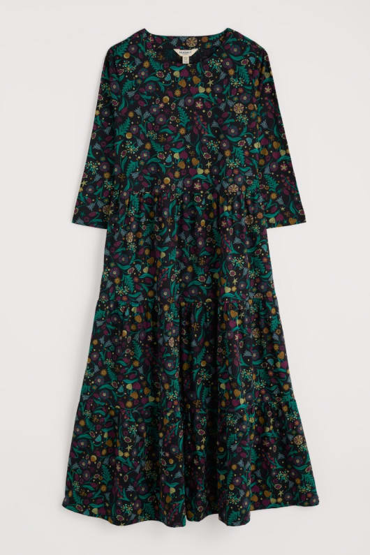 Seasalt Cornwall Line Strokes Tiered Dress In GOTS-Certified Organic Cotton Jersey