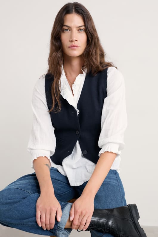 Seasalt Cornwall Lowena V-Neck Wool-Blend Waistcoat