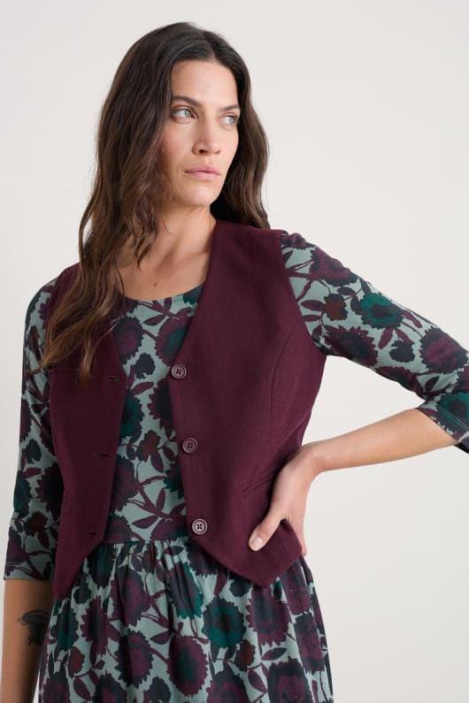 seasalt cornwall Lowena V-Neck Wool-Blend Waistcoat