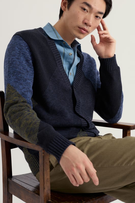 Seasalt Cornwall Men's Goelann Colour Block Cardigan