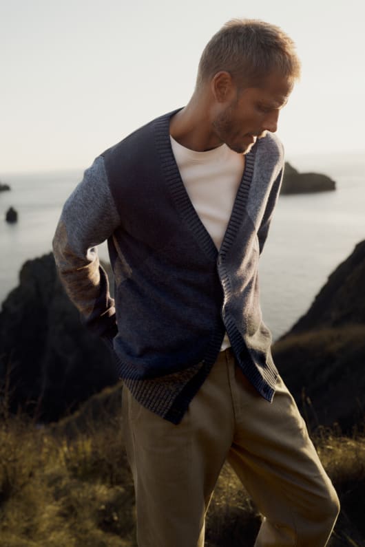 seasalt cornwall Men's Goelann Colour Block Cardigan
