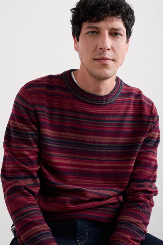 seasalt cornwall Men's Notebook Striped Jumper with Lambswool