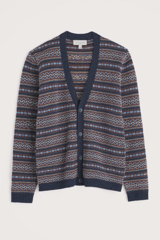 Seasalt Cornwall Men's Petherwin Fair Isle Cardigan With Lambswool