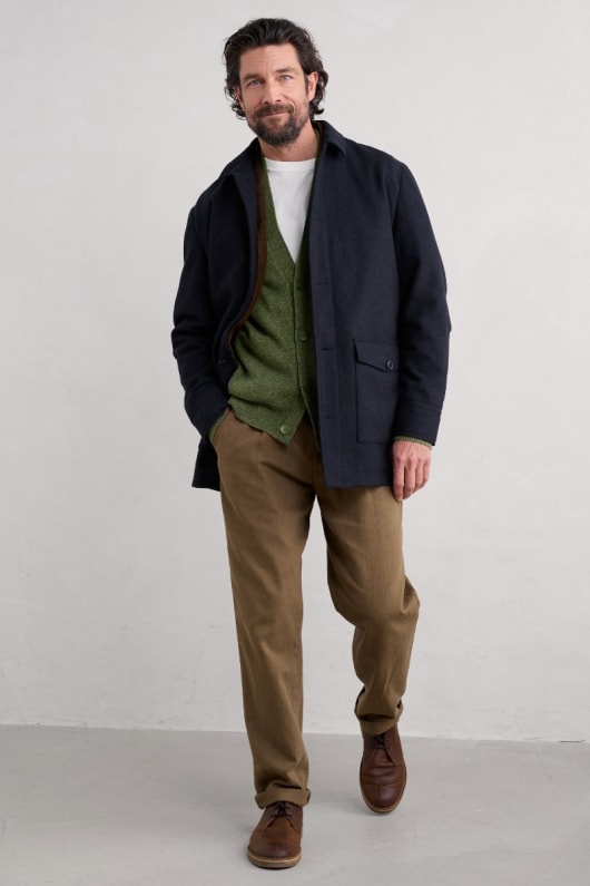 Seasalt Cornwall Men's Rowlocks Wool-Blend Overcoat