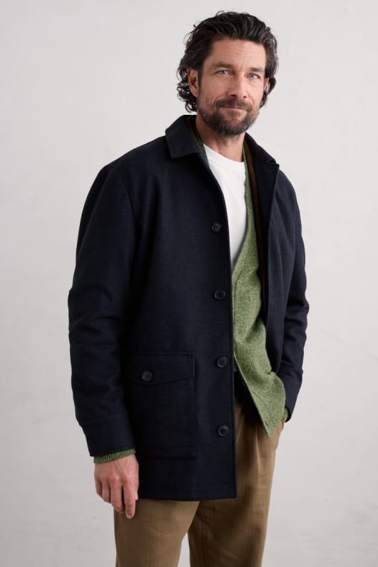 seasalt cornwall Men's Rowlocks Wool-Blend Overcoat