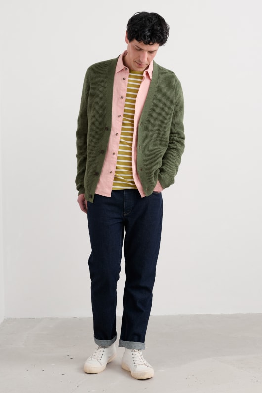 Seasalt Cornwall Men's Scott's Quay Waffle Knit Cardigan