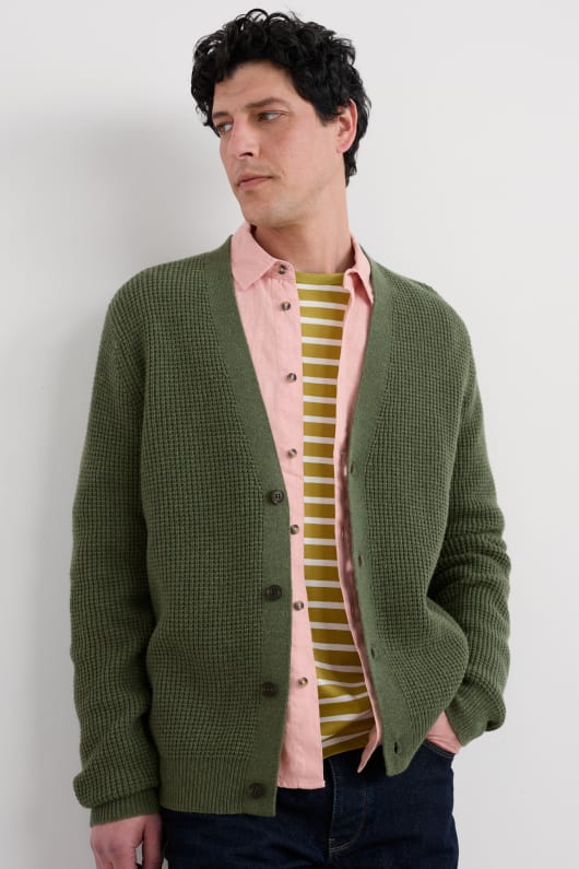 Seasalt Cornwall Men's Scott's Quay Waffle Knit Cardigan