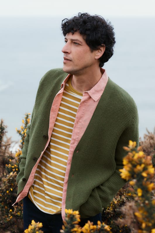 seasalt cornwall Men's Scott's Quay Waffle Knit Cardigan