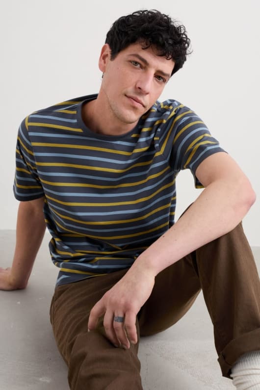 seasalt cornwall Men's Seven Seas Sailor Tee in GOTS-Certified Organic Cotton