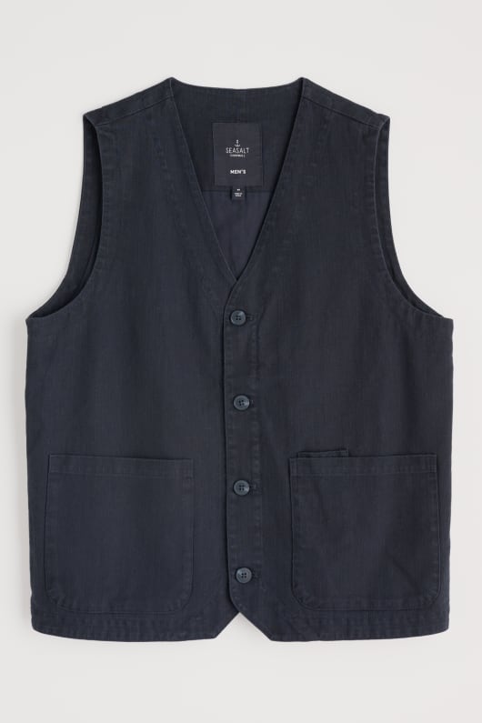 Seasalt Cornwall Men's Tollgate Linen Cotton Blend Waistcoat