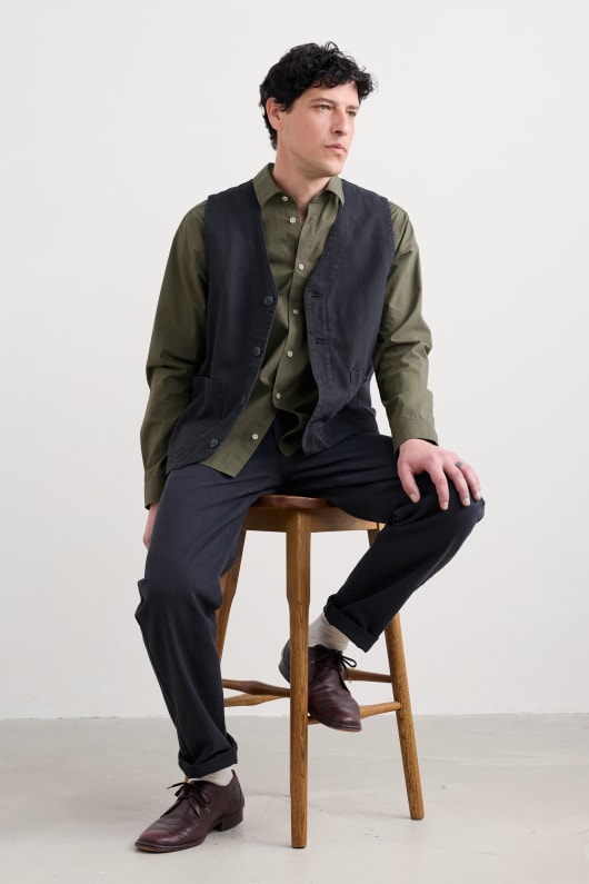 Seasalt Cornwall Men's Tollgate Linen Cotton Blend Waistcoat