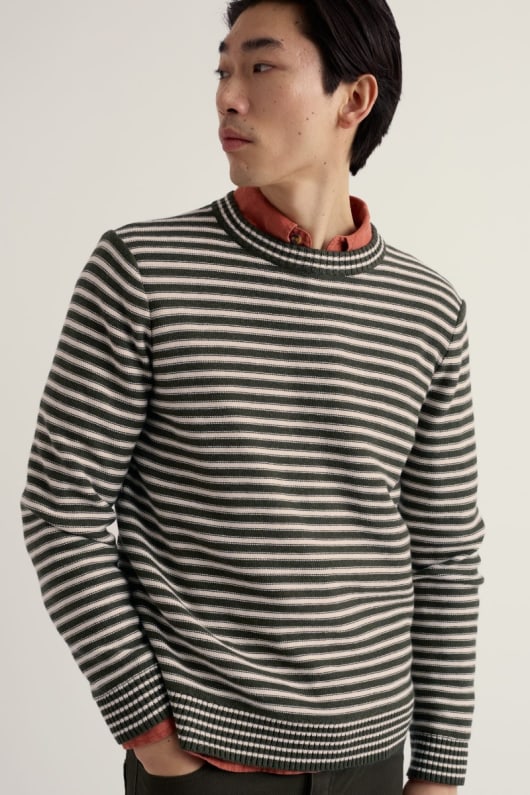 seasalt cornwall Men's Trenale Organic Cotton Striped Jumper
