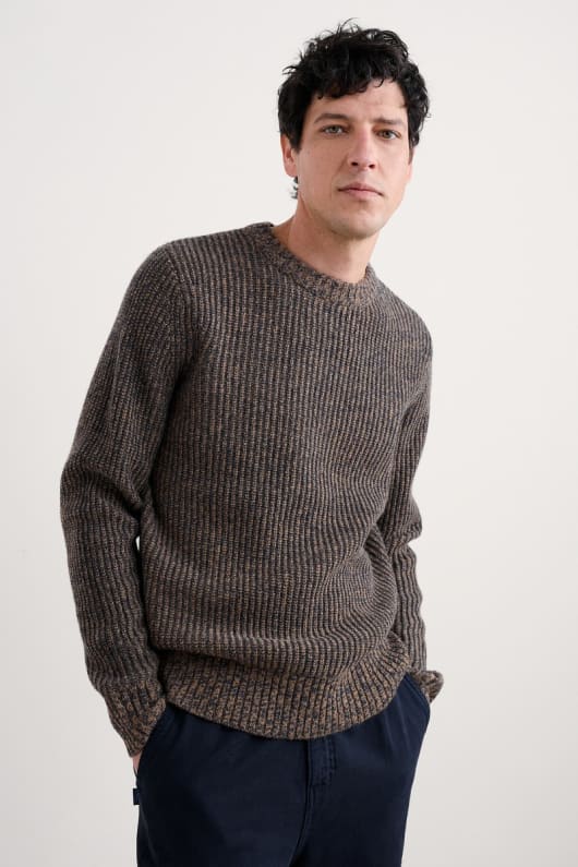 Seasalt Cornwall Men's Wheelwright Ribbed Lambswool Blend Jumper