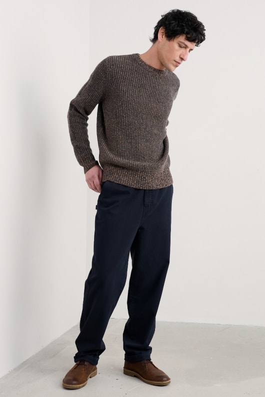 Seasalt Cornwall Men's Wheelwright Ribbed Lambswool Blend Jumper