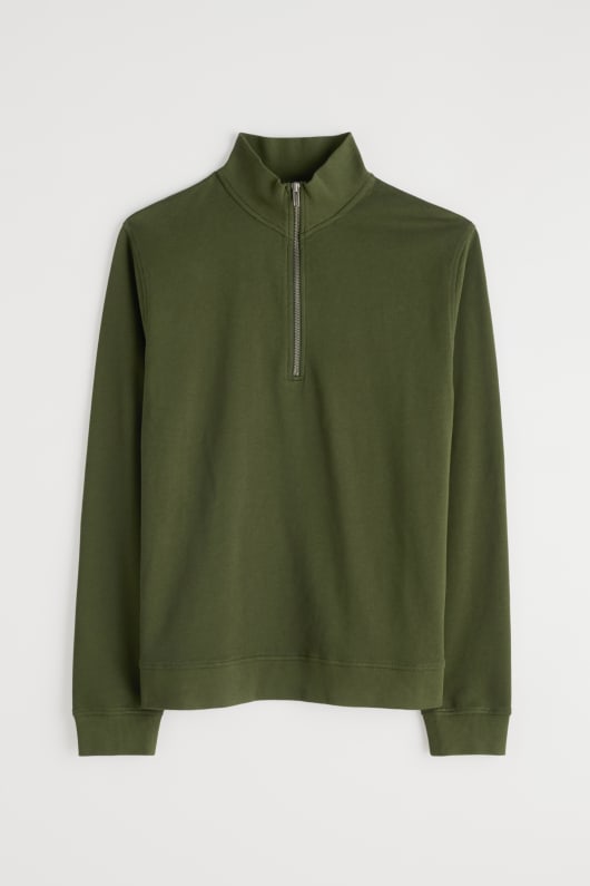 Seasalt Cornwall Men's Wood Moss Quarter Zip Sweatshirt