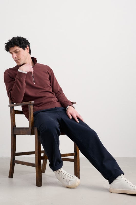 seasalt cornwall Men's Wood Moss Quarter Zip Sweatshirt