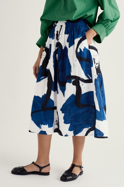 Seasalt Cornwall Mevagissey Midi Skirt In Organic Cotton
