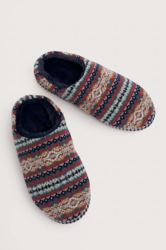 Seasalt Cornwall Night Forest Men's Fair Isle Knitted Slipper