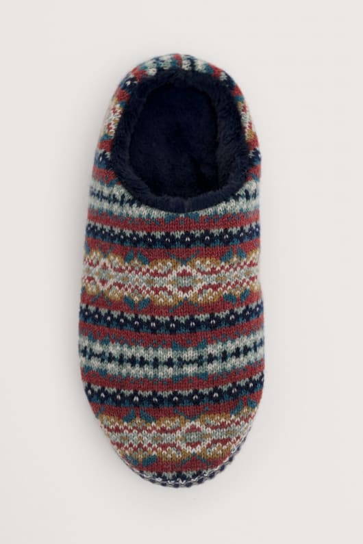 Seasalt Cornwall Night Forest Men's Fair Isle Knitted Slipper