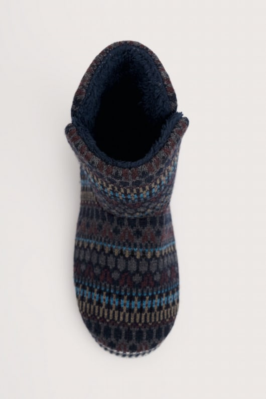 Seasalt Cornwall Northaway Men's Fair Isle Fleece Lined Slipper Boots