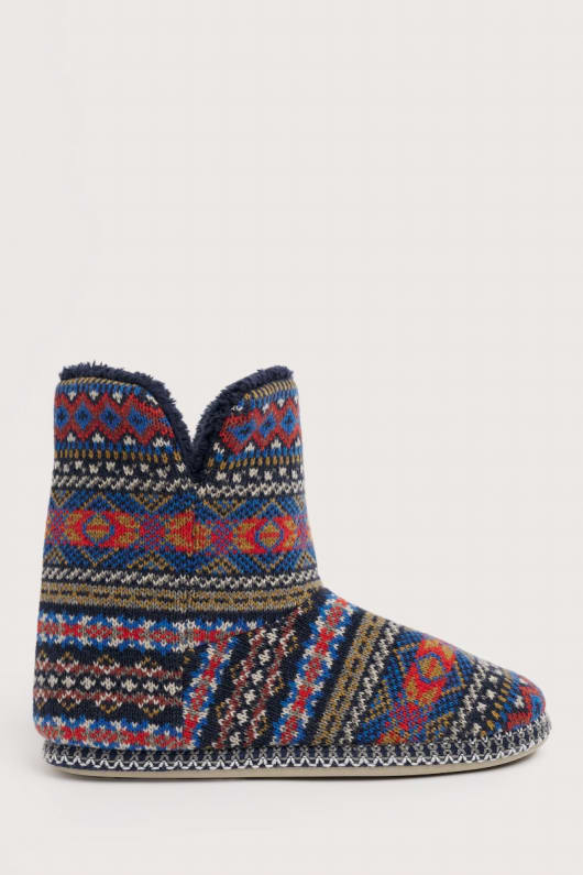 seasalt cornwall Northaway Men's Fair Isle Fleece Lined Slipper Boots