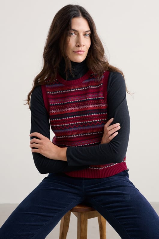 Seasalt Cornwall Percella Cove Fair Isle Knitted Vest