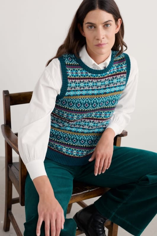 seasalt cornwall Percella Cove Fair Isle Knitted Vest