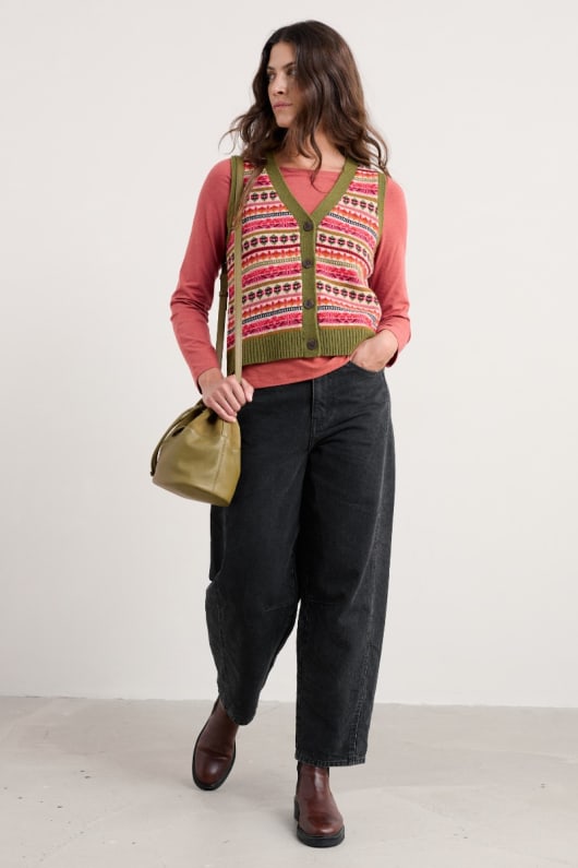 Seasalt Cornwall Percella Cove Merino Wool Waistcoat Vest