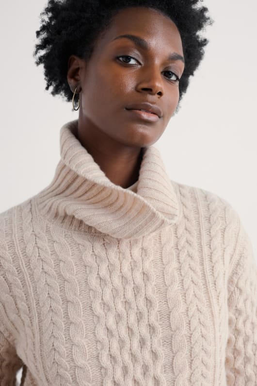 Seasalt Cornwall Pine Forest Cable Knit Merino Jumper