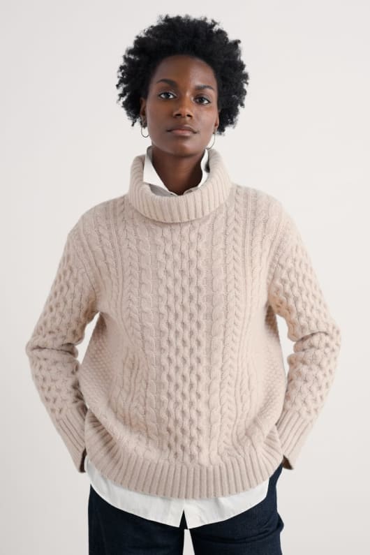 seasalt cornwall Pine Forest Cable Knit Merino Jumper