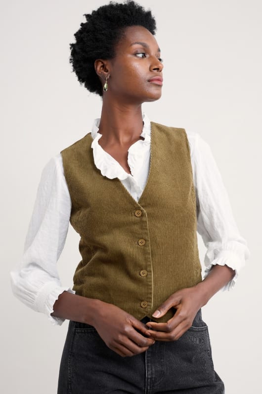 seasalt cornwall Pinpoint Fitted Corduroy Waistcoat