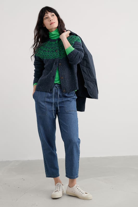 Seasalt Cornwall Port Kinnis Fair Isle Cardigan With Merino