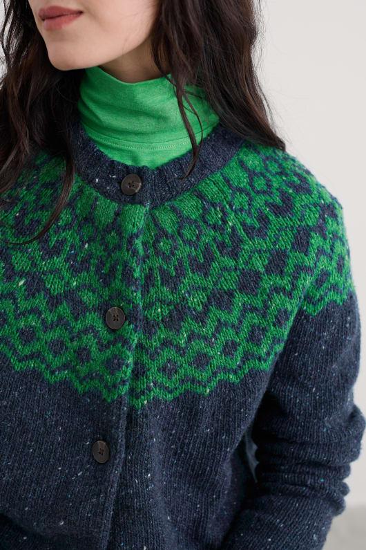 Seasalt Cornwall Port Kinnis Fair Isle Cardigan With Merino