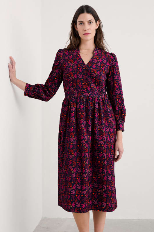 Seasalt Cornwall Rose Cottage Printed Cord Midi Dress