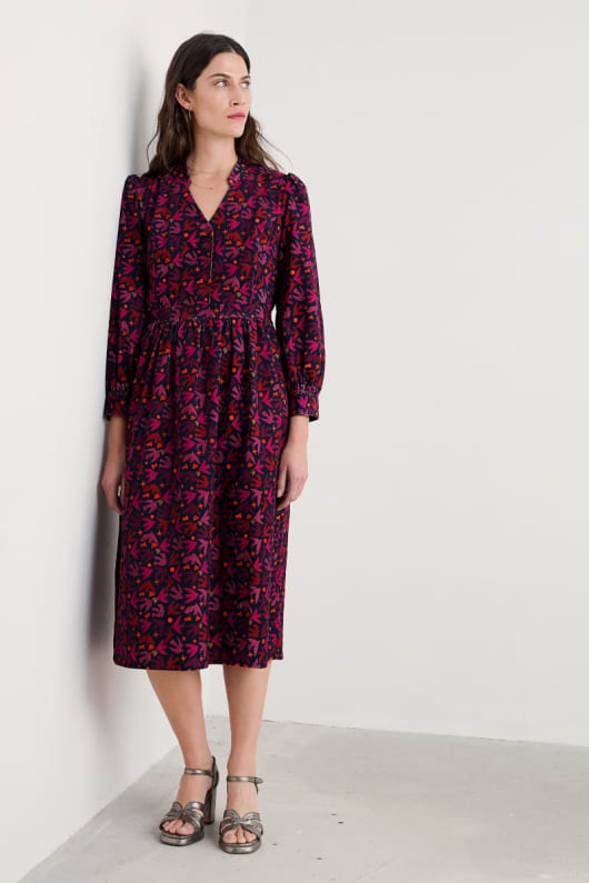 Seasalt Cornwall Rose Cottage Printed Cord Midi Dress