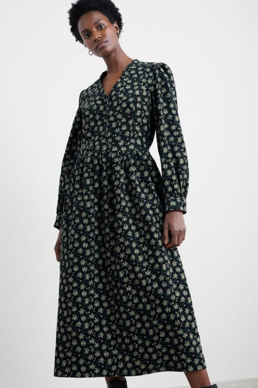 seasalt cornwall Rose Cottage Printed Cord Midi Dress