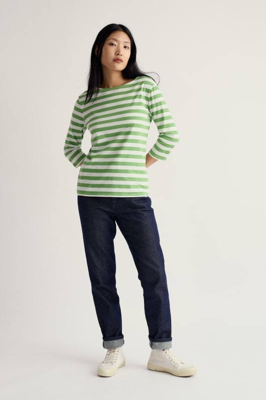 Seasalt Cornwall Sailor 3/4 Sleeve Top In GOTS-Certified Organic Cotton Jersey