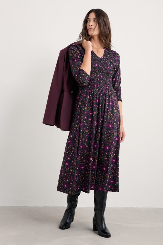 Seasalt Cornwall Sea Sound Jersey V-Neck Midi Dress