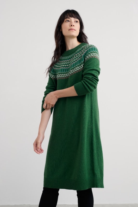 Seasalt Cornwall Bird Ring Fair Isle Knitted Dress