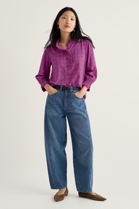 Seasalt Cornwall Feather Star Checked Top