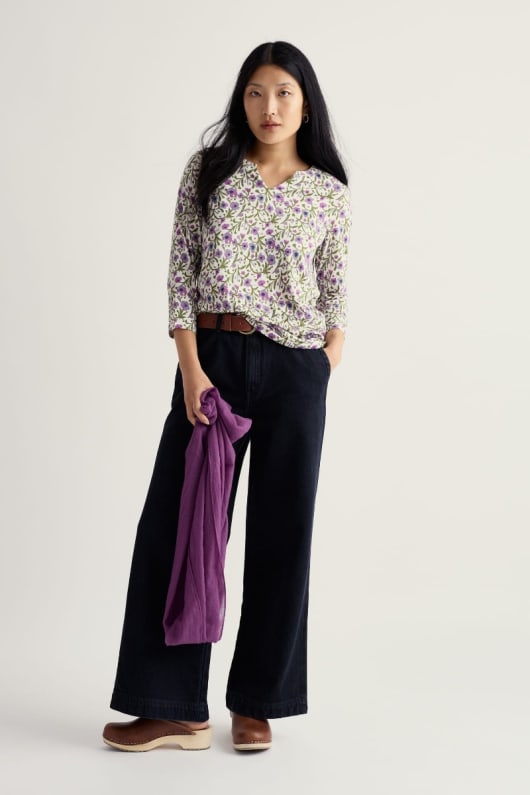 seasalt cornwall Kellow 3/4 Sleeve Jersey Top